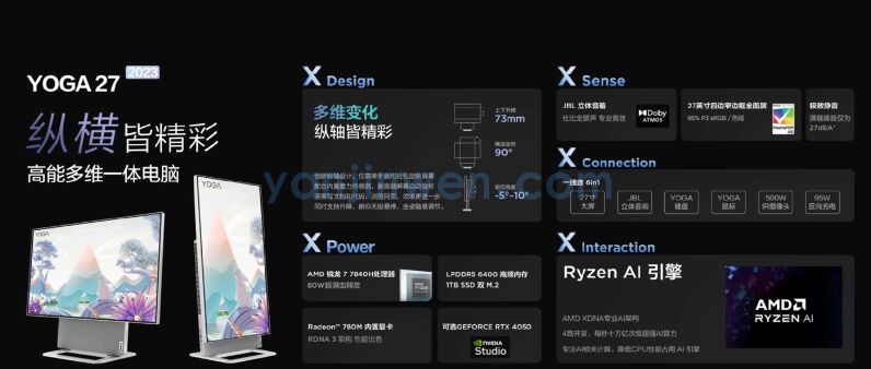 联想YOGA 2023一体机配备R7 7840H处理器